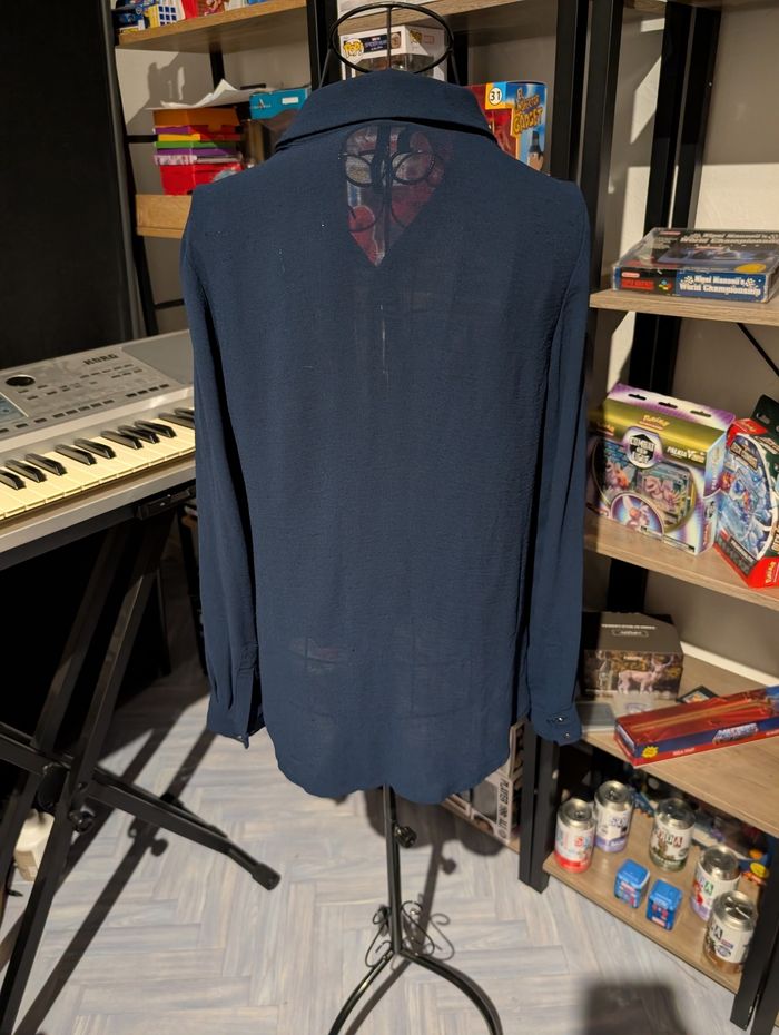 Chemisier Manches Longues Bleu Marine Mango Basics - photo numéro 6