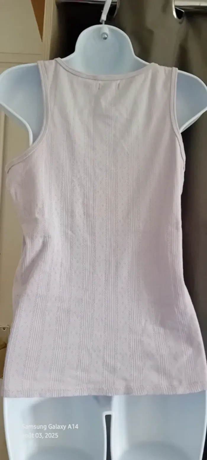Débardeur en coton motif rayures losanges ajouré mauve femme 42/44 edeis la redoute - photo numéro 14