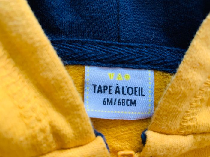 Veste moutarde bébé garçon taille 6 mois tao - photo numéro 2