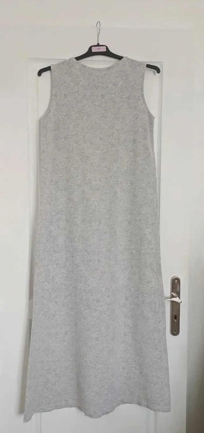 Robe longue grise à fleurs - Liz Claiborne - taille M - photo numéro 2