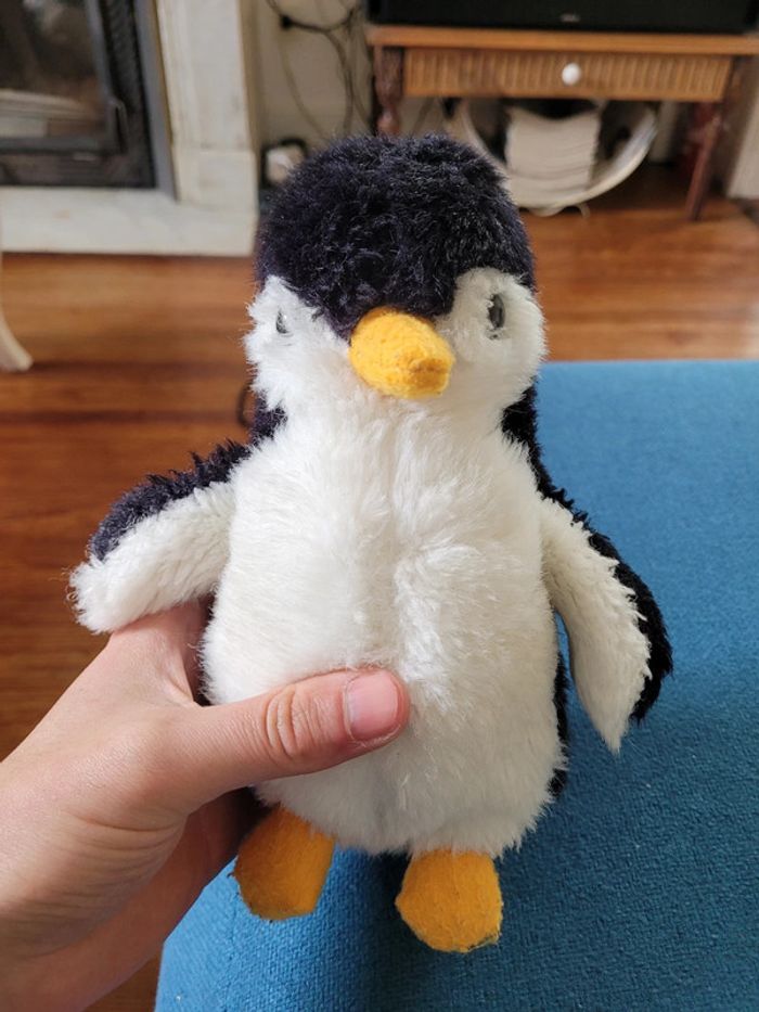 RARE Pingouin Manchot Boulgom Made in France 22cm noir blanc jaune oiseau collection - photo numéro 2