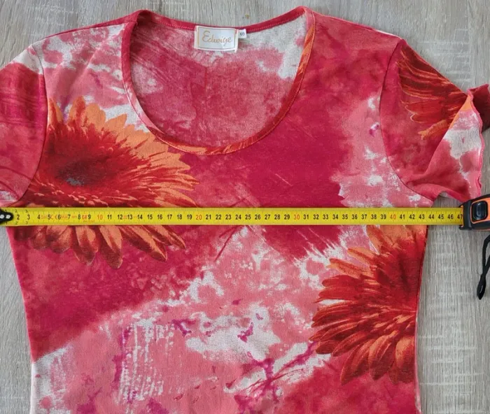 Tshirt manches courtes orange corail à fleurs Taille 34 36 - photo numéro 8