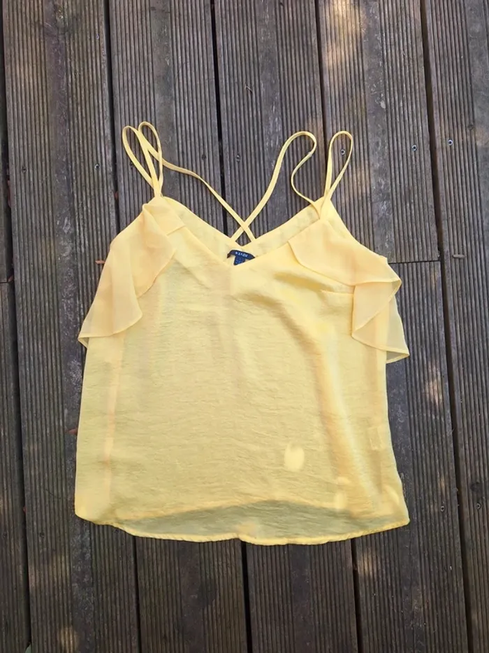 Top/débardeur jaune satin - photo numéro 5