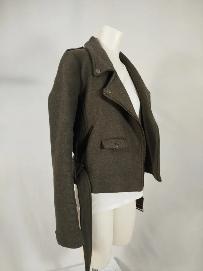 Veste en laine kaki chiné - American Vintage A258 - photo numéro 2