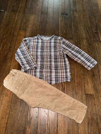 Chemise Bout’chou et pantalon velours Zara  24 mois