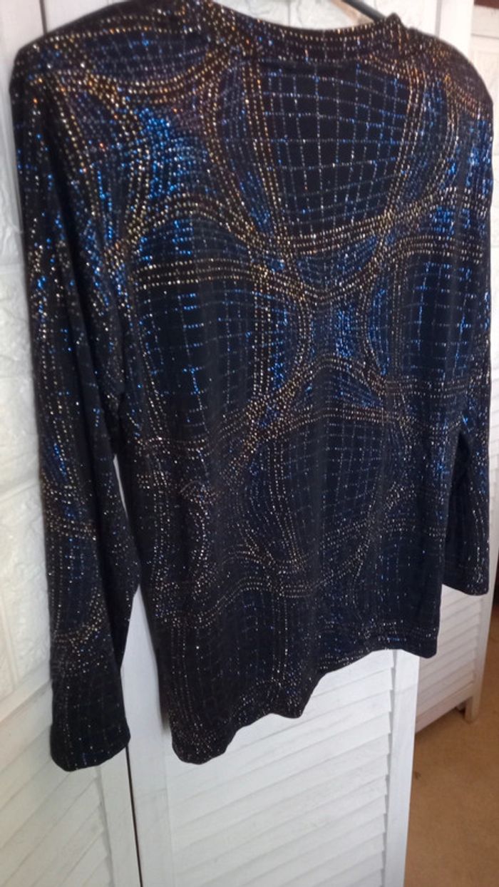 Haut manches longues - bleus brillants et dorés- Taille : 2 Alexa's - photo numéro 5