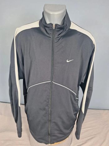 Veste Nike vintage noir blanc zip intégral logo brodé Y2K (543)