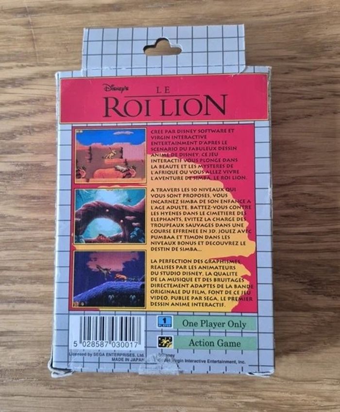 Jeu Le Roi Lion Sega Game Gear GG Complet pal euro Cib - photo numéro 2