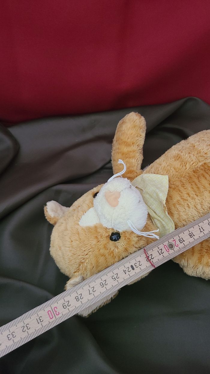 Peluche chat roux tigré Très doux Avec un foulard 30cm Althans - photo numéro 3