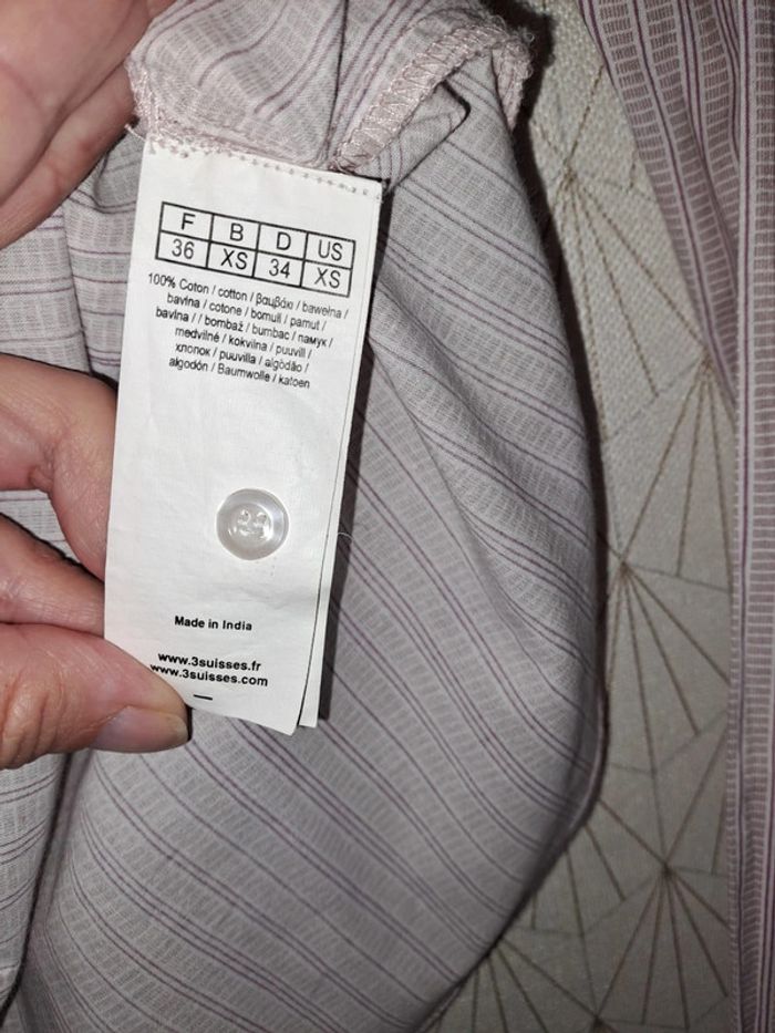 Chemise femme 3 suisses 36 bordeaux grise blanche 1 micro tache à peine visible - photo numéro 6