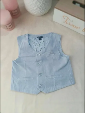 Gilet barman bleu ciel Kiabi garçon 12 mois