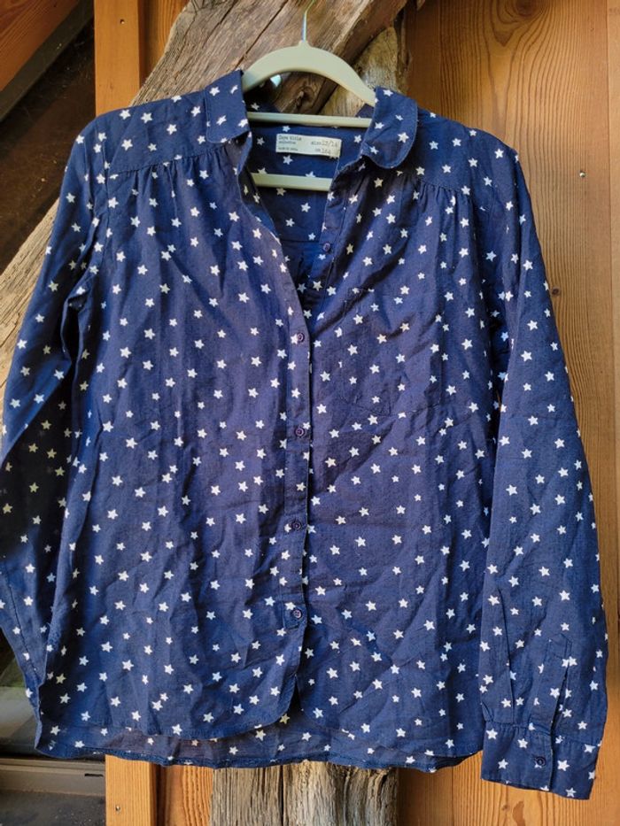 Superbe chemise manches longues Zara Girls, marine à étoiles blanches, 13/14 ans
