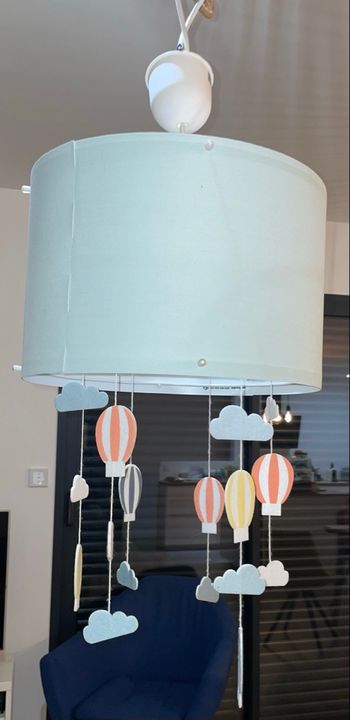 Lustre enfants nuage et montgolfières bleu