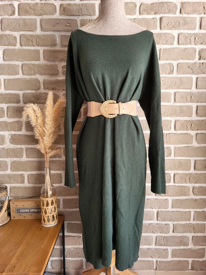 Robe pull en cachemire et soie vert foncé Eric Bompard - photo numéro 6