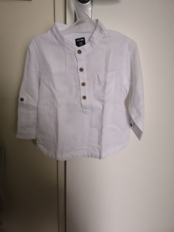 Chemise col tunisien (Blanche) 12 mois (73-76 cm) Kiabi
