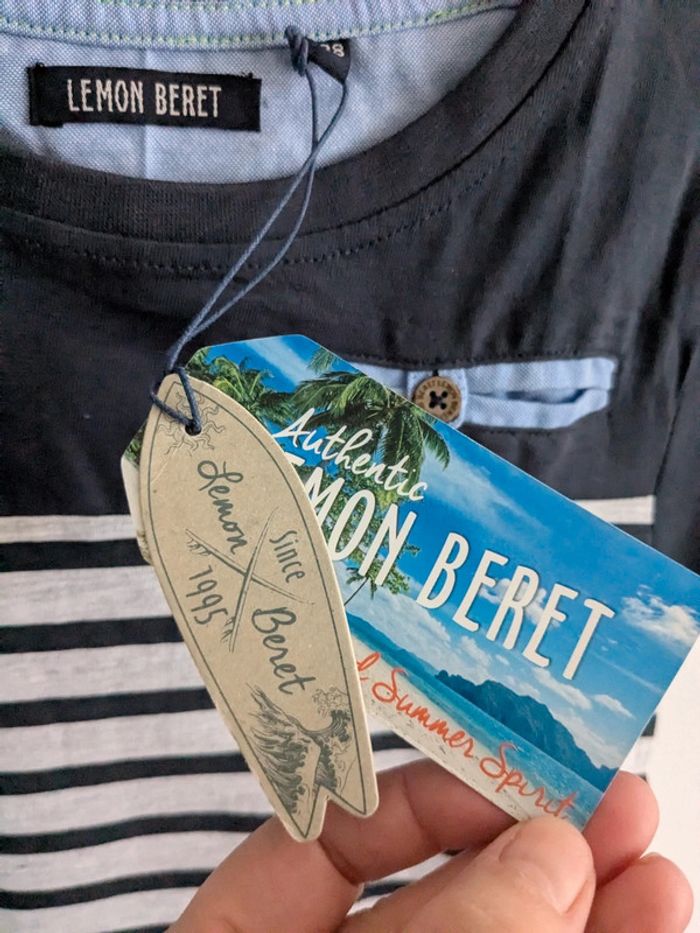 T-shirt marin lemon béret 8 ans - photo numéro 4