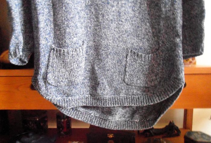 Pull en mailles femme, taille L, bleu et blanc - photo numéro 3