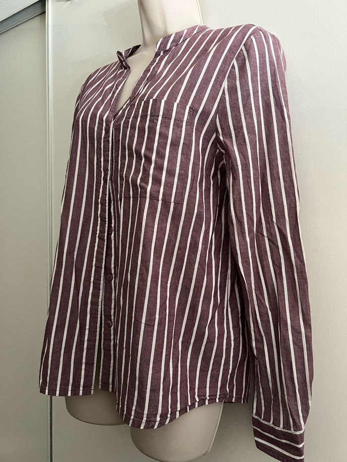 Chemise ichi taille 38 rayures prune blanche - photo numéro 4