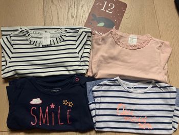 Lot de 4 tee-shirt manches longues en coton fille 12 mois