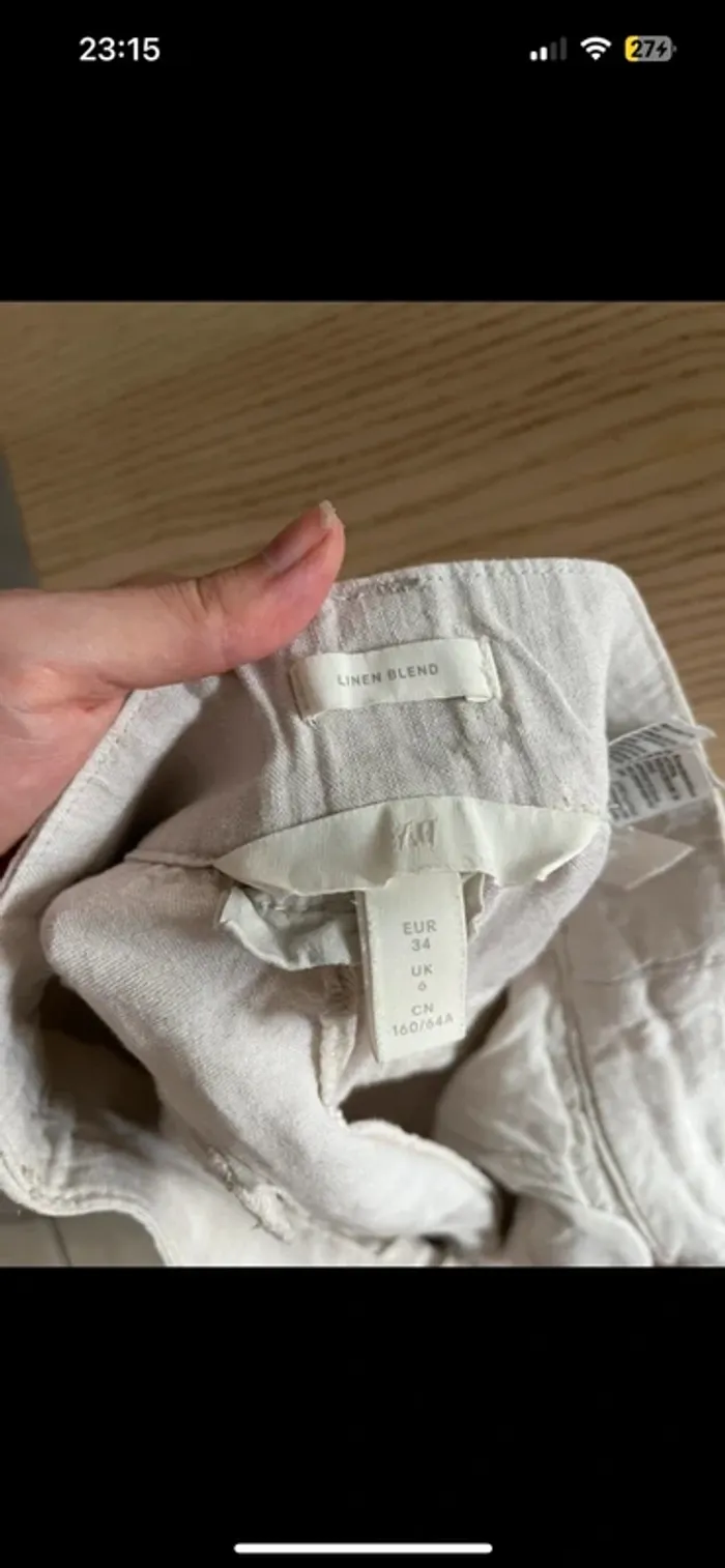 Pantalon en lin taille haute H&M - photo numéro 4