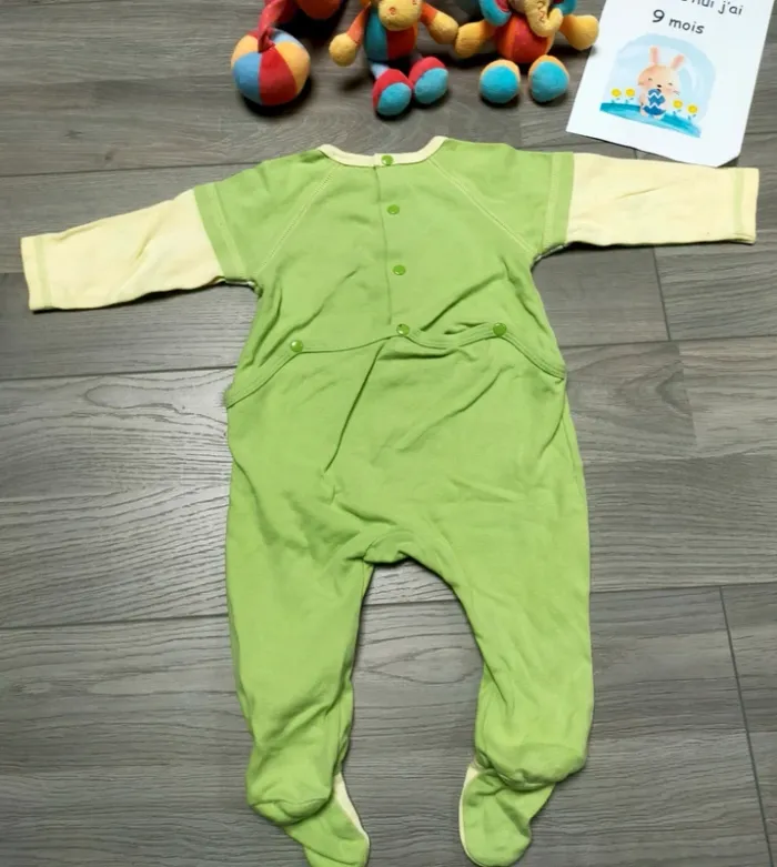 Grenouillère singe verte bébé garçon 9 mois In Extenso - photo numéro 5