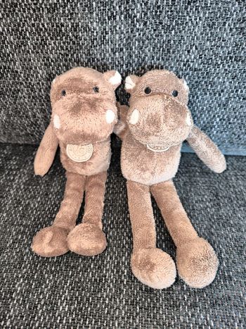 Lot deux doudous hippopotame Rolland Garros