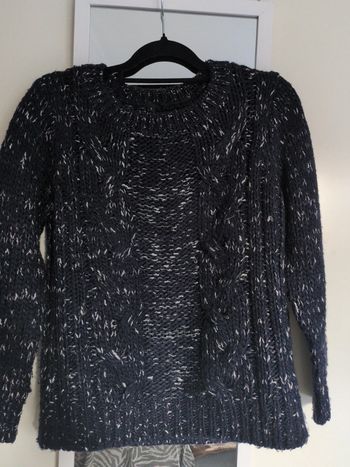 Pull chiné bleu torsades 3