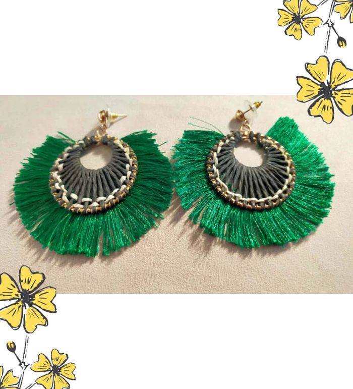 Boucles d'oreilles créoles vertes bohèmes – Collection Émeraude Urbaine - photo numéro 7