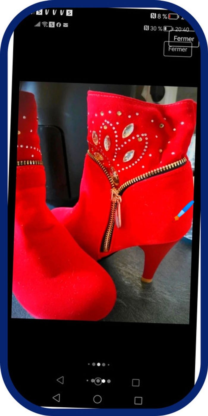 superbe bottine rouge neuve taille 36 - photo numéro 8