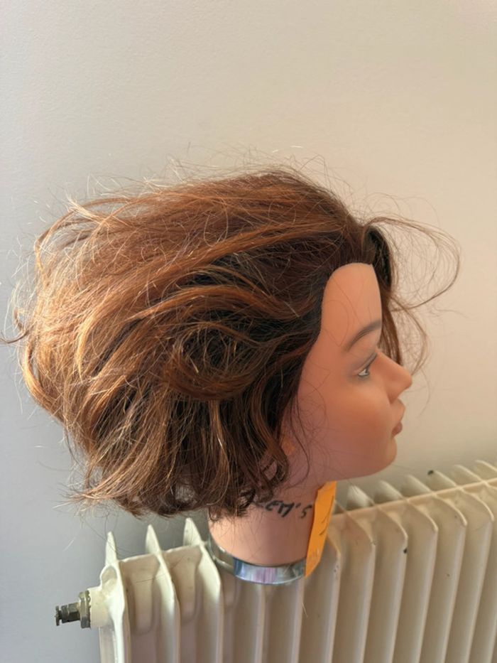 Tête Malléable Professionnelle de Coiffure (Cheveux Châtain Clair Méchés) - photo numéro 2