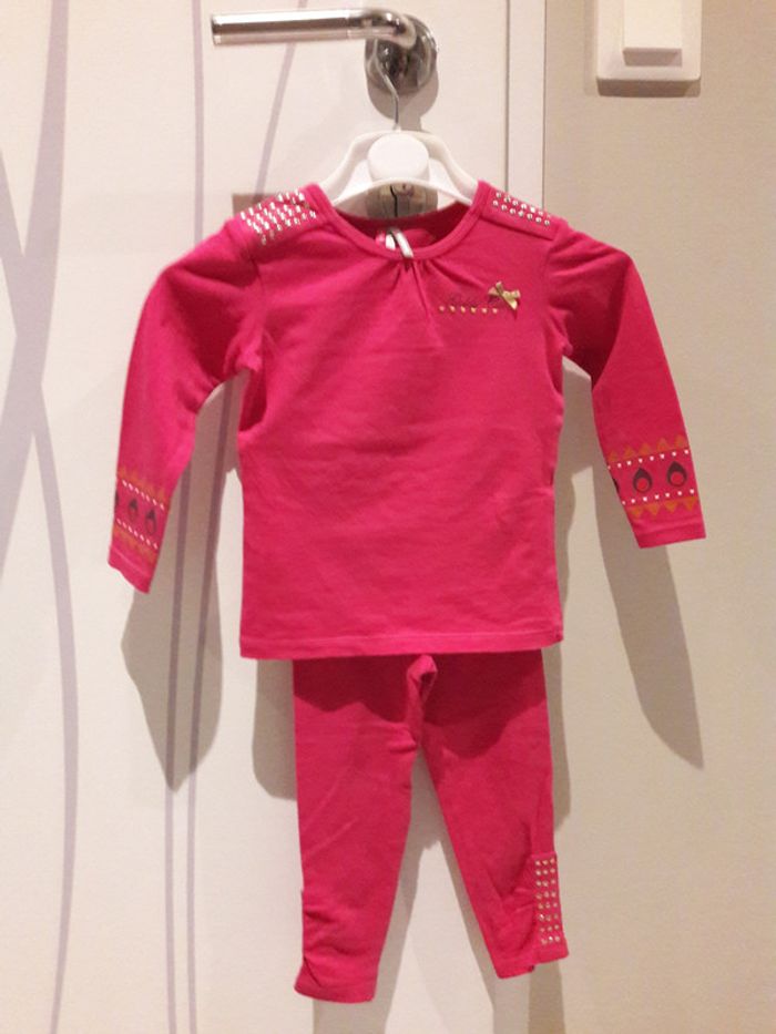 tee-shrit manche longue + legging rose fille 18mois