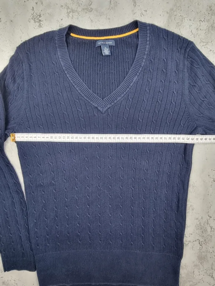 Pull col V torsadé Tommy Hilfiger bleu marine – Taille XL Femme (mesures en photos) - photo numéro 9