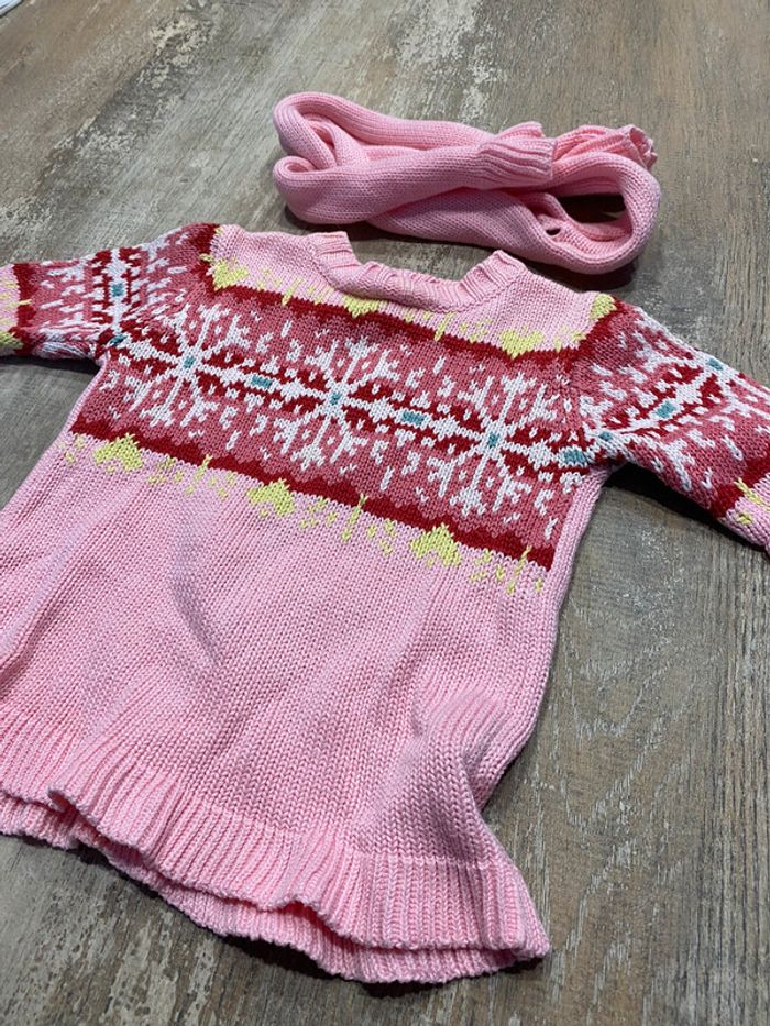 Gilet laine + écharpe bébé fille 1 mois vêtements