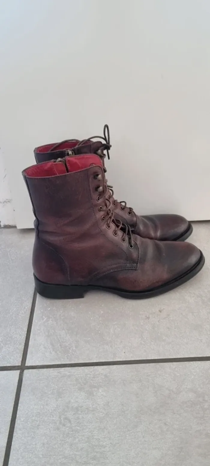 Bottines plates marron bordeaux corvari - photo numéro 6