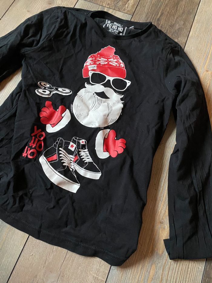 T-shirt manches longues Noël noir Ho Ho Ho 11/12 ans