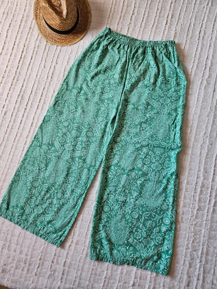 Pantalon vert jambes larges taille 38 - photo numéro 2