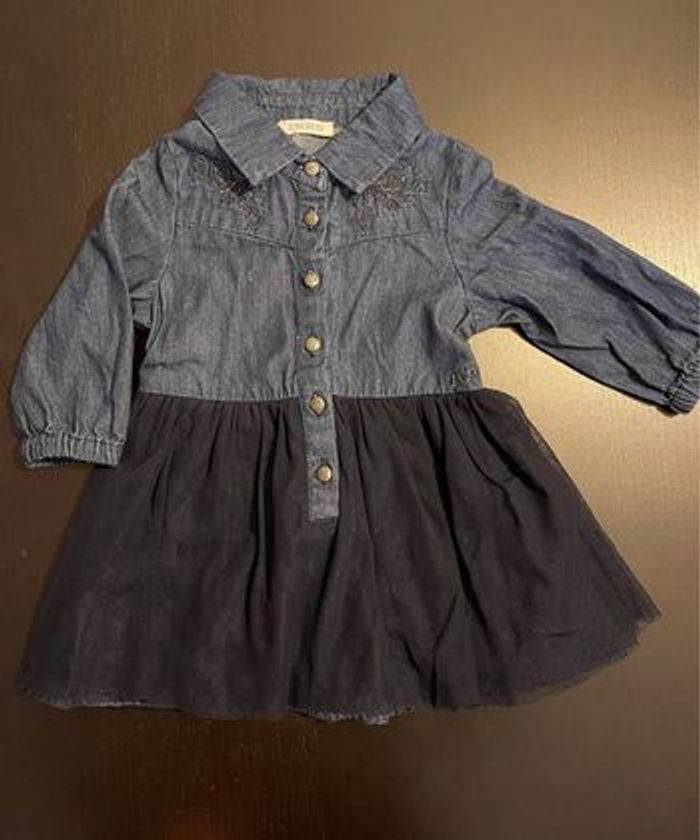 Robe manche longue jeans et tulle IKKS