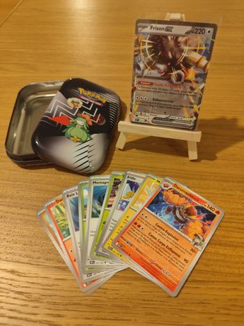Lot 10 cartes Pokémon avec ton boîte métallique rangement carte frison ex ultra rare