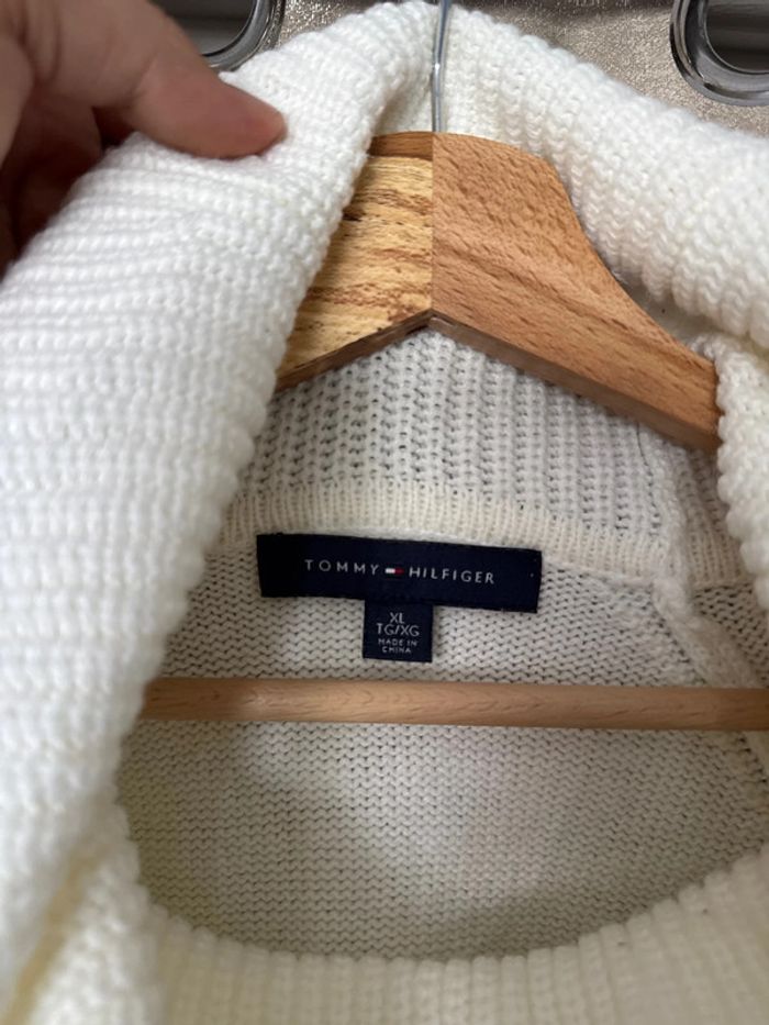 Pull col roulé torsadé Tommy Hilfiger – blanc – Taille XL - photo numéro 2