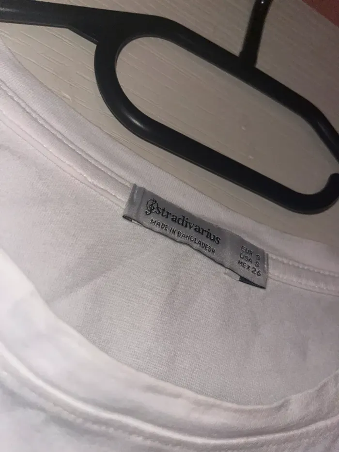 tee shirt stradivarius blanc « happiness » - photo numéro 3
