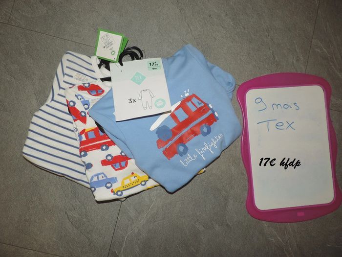 3 pyjamas tex taille 9 mois neuf