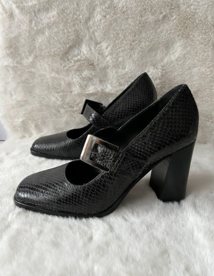 Escarpins noires avec brides en cuir Philippine Minelli 38 Talons 9 cm - photo numéro 2