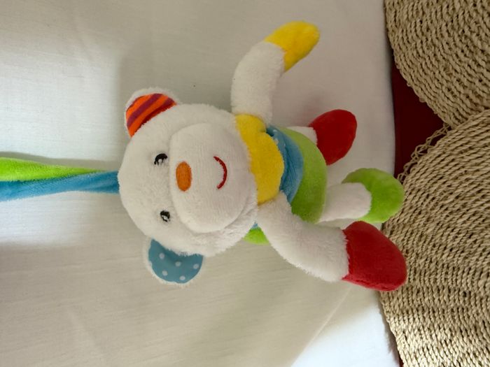 Doudou musical ours blanc bleu vert rouge jaune ZD TRADING - photo numéro 4