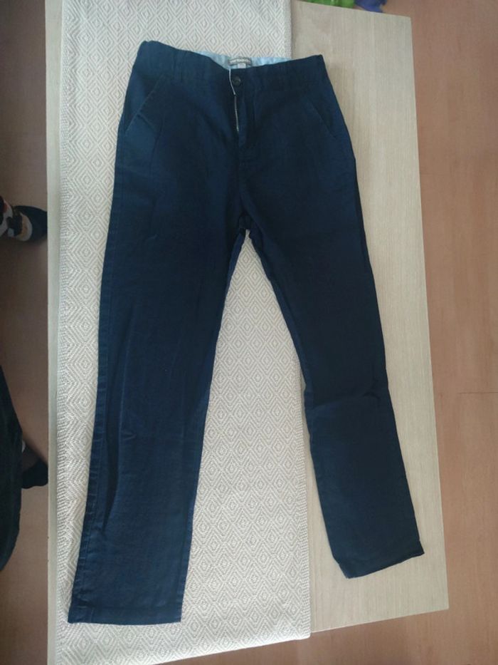 Pantalon cérémonie lin marine Vertbaudet 12 ans - photo numéro 2