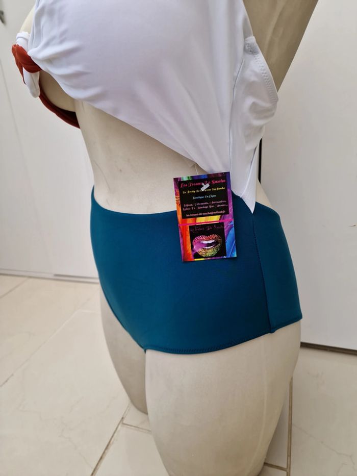 Maillot De Bain Sexy Effet 2 Pieces Blanc Bleu Petrol Marron - photo numéro 10