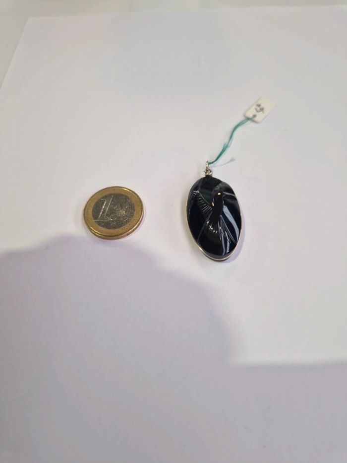 Pendentif obsidienne arc en ciel colombe