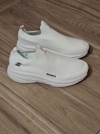 Basket chaussures de sport finesse homme Slip-on Légère respirante antidérapante blanche