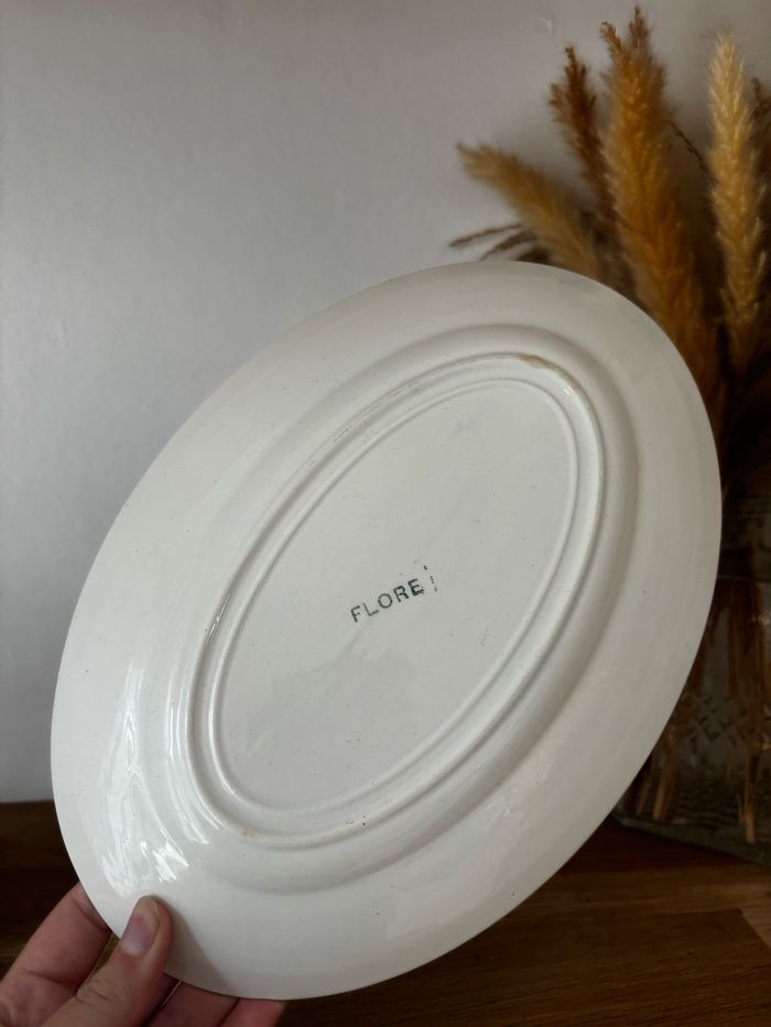 Lot de deux plats ovales fleurs bleues modèle Flore - photo numéro 2