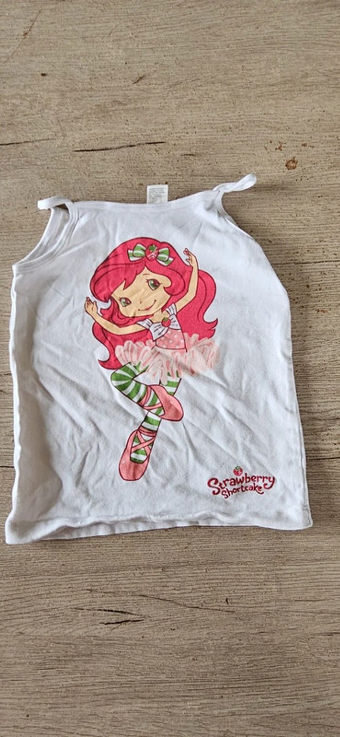 Débardeur blanc Charlotte aux Fraises de chez H&M, taille 4/6ans, nickel