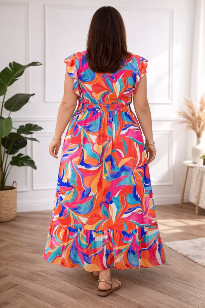 Robe longue aura vibrante du lagon et du corail Femme taille 54 marque Boohoo 💍 - photo numéro 4